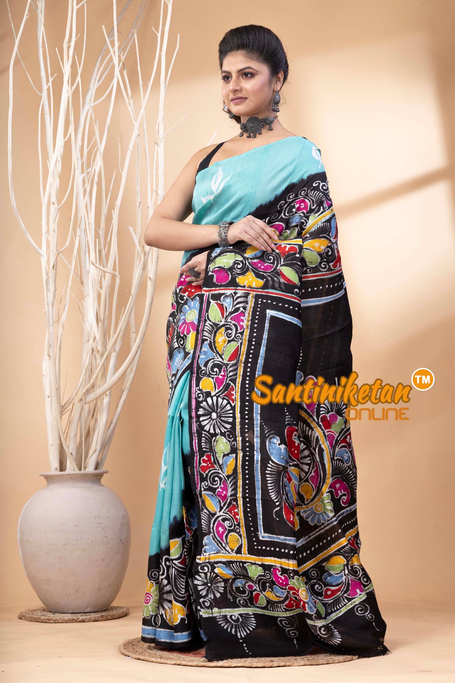 Hand Batik On Murshidabad Silk Saree SN202524562