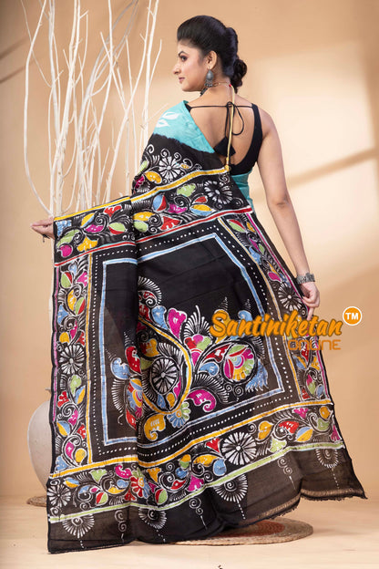 Hand Batik On Murshidabad Silk Saree SN202524562