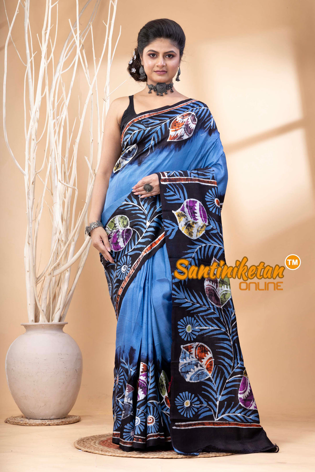 Hand Batik On Murshidabad Silk Saree SN202524568