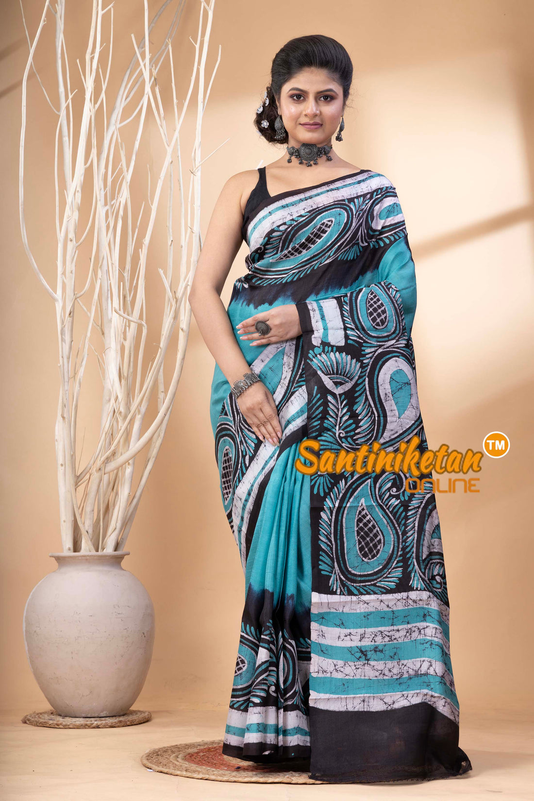 Hand Batik On Murshidabad Silk Saree SN202524574