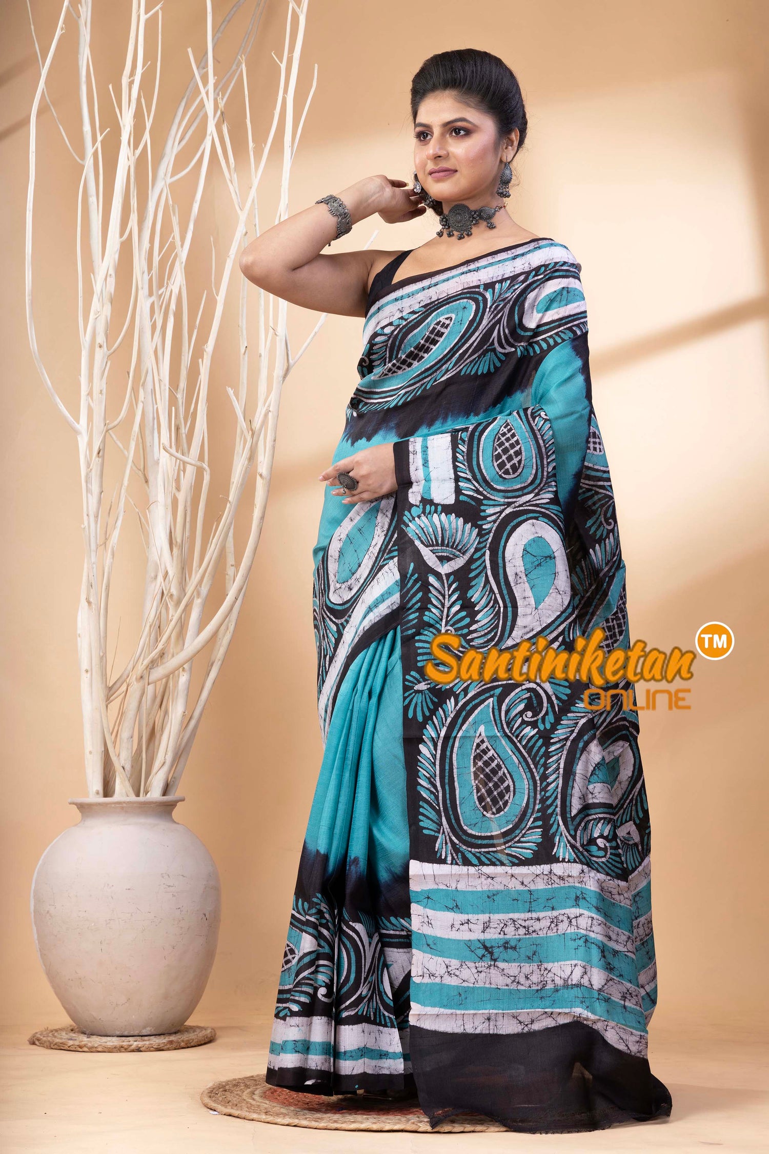 Hand Batik On Murshidabad Silk Saree SN202524574