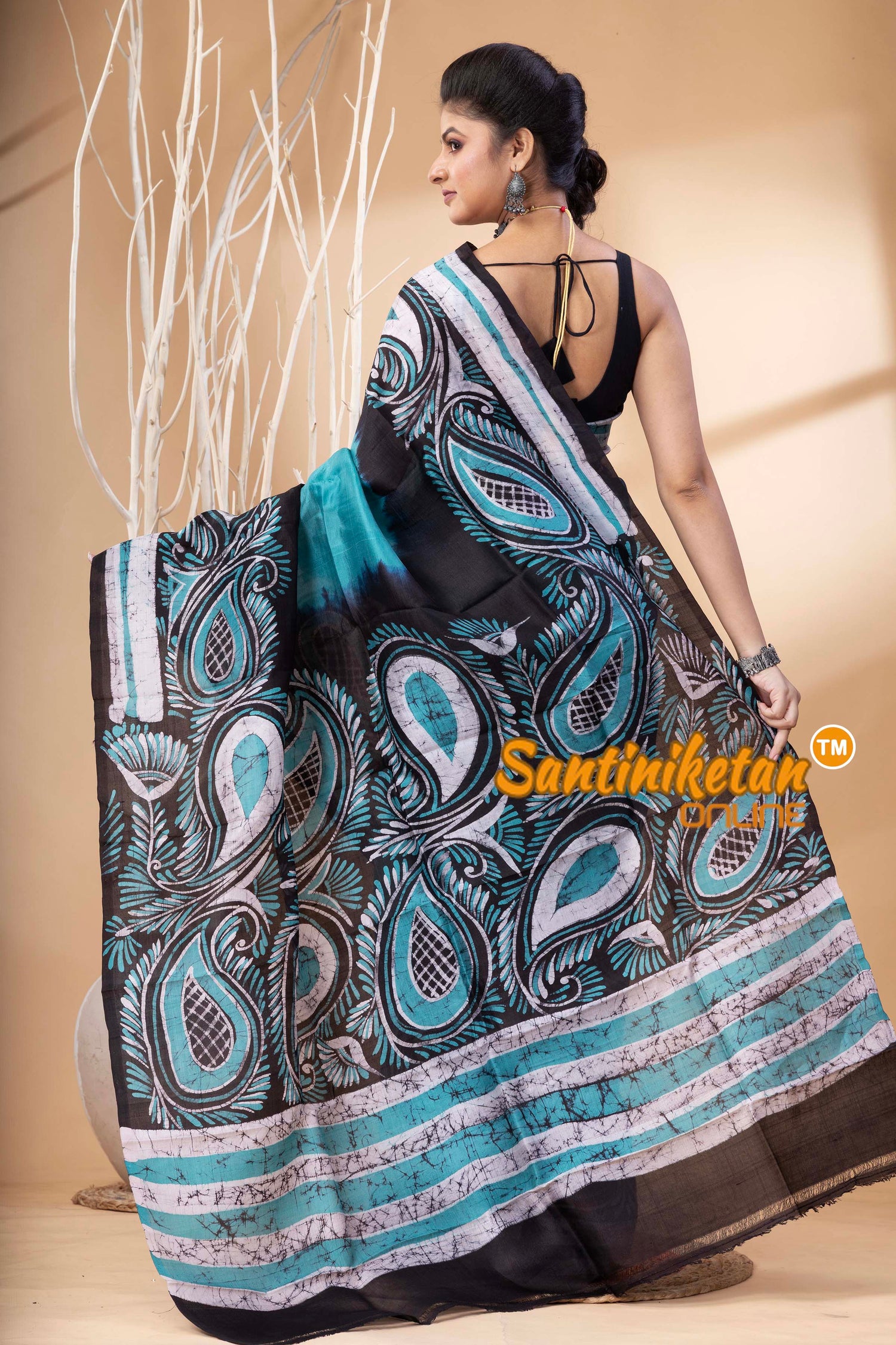 Hand Batik On Murshidabad Silk Saree SN202524574