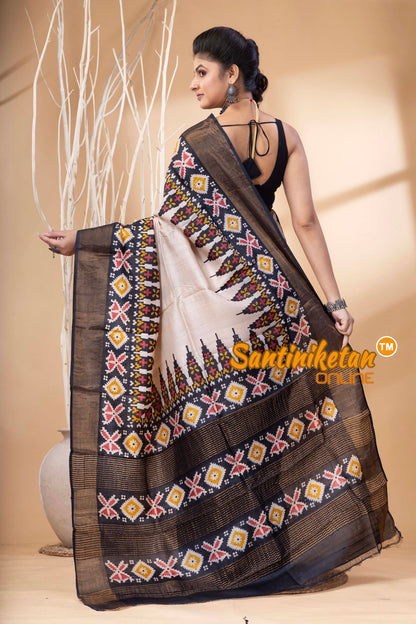 Pure Zari Tussar Hand Block Painted Saree SN202524586