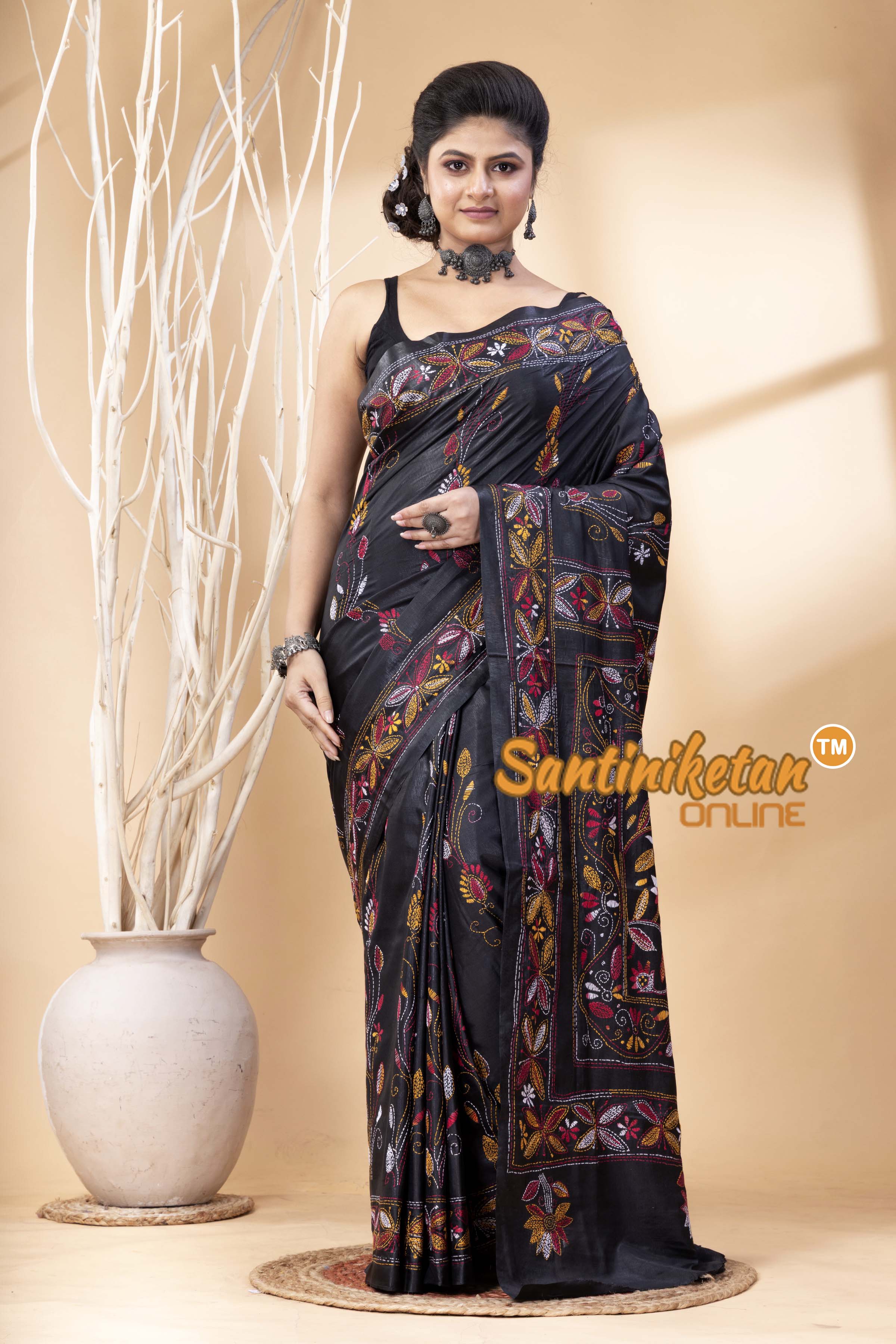 Bangalore Silk Kantha Stitch Saree SN202524645