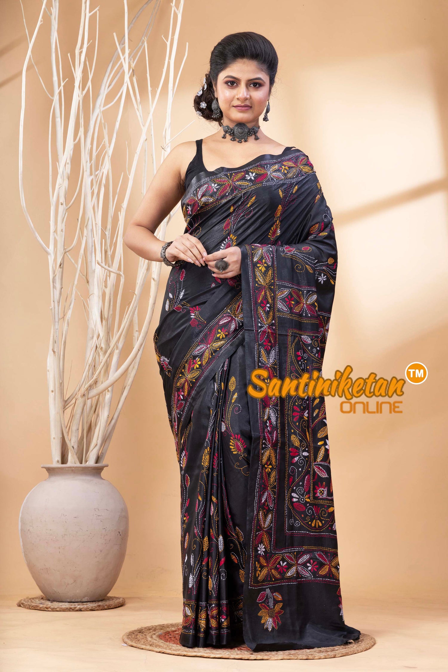 Bangalore Silk Kantha Stitch Saree SN202524645