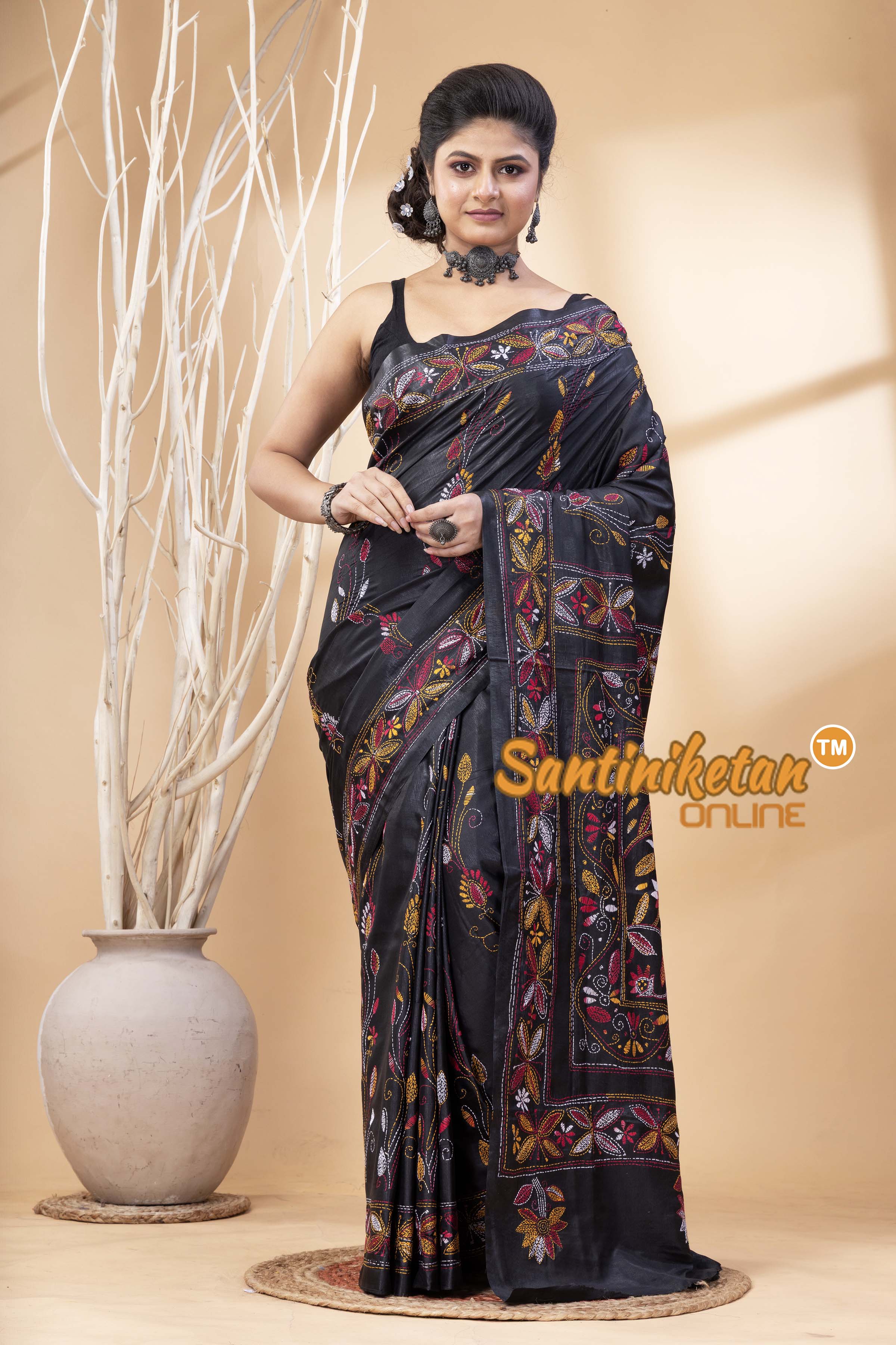 Bangalore Silk Kantha Stitch Saree SN202524645