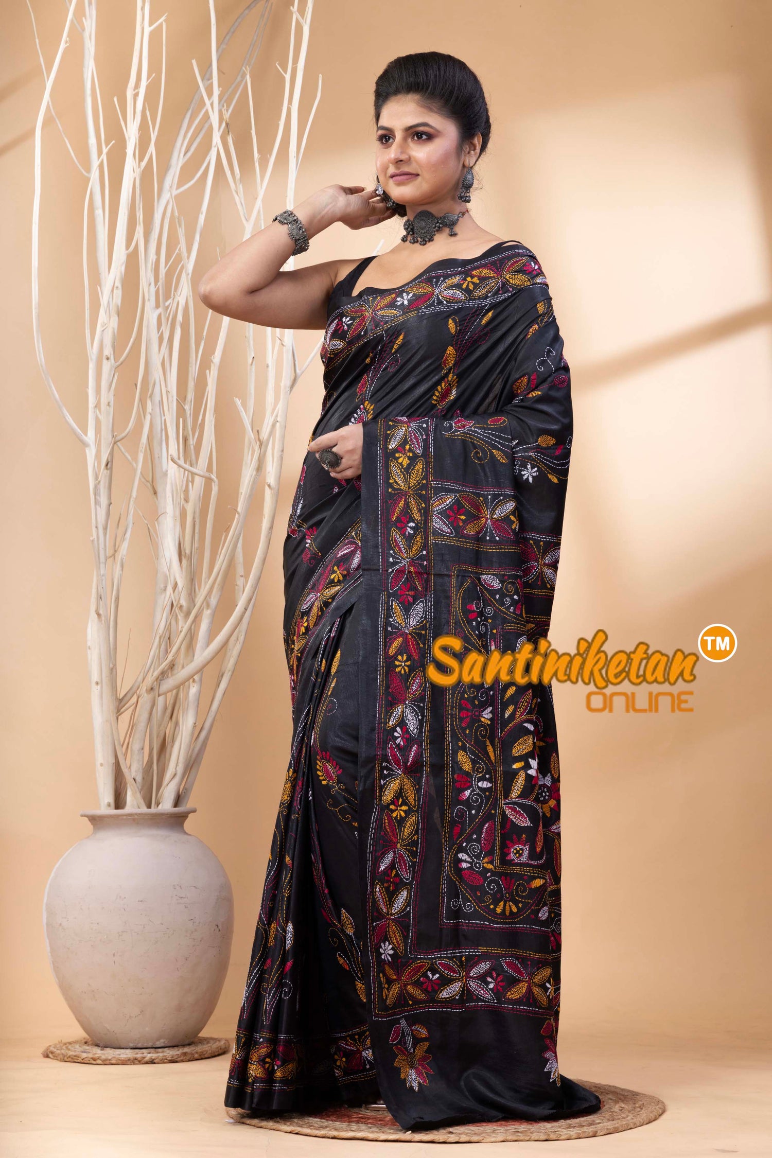 Bangalore Silk Kantha Stitch Saree SN202524645
