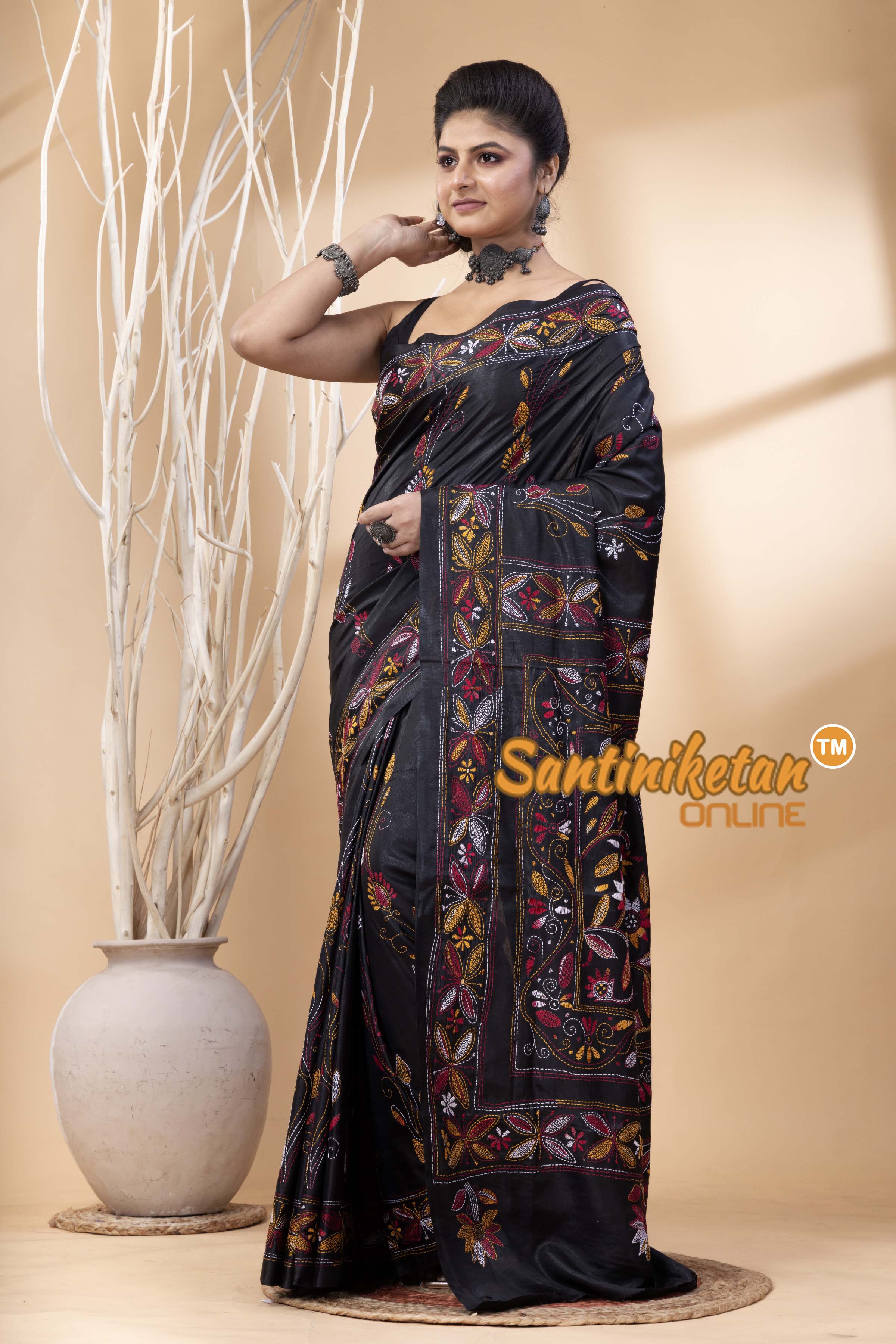 Bangalore Silk Kantha Stitch Saree SN202524645
