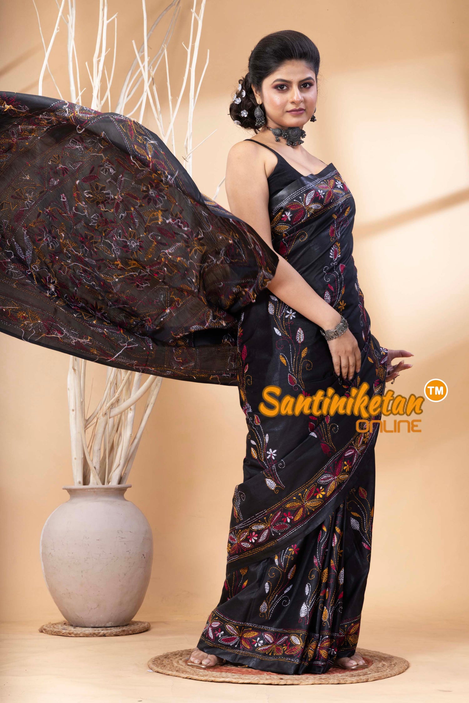 Bangalore Silk Kantha Stitch Saree SN202524645