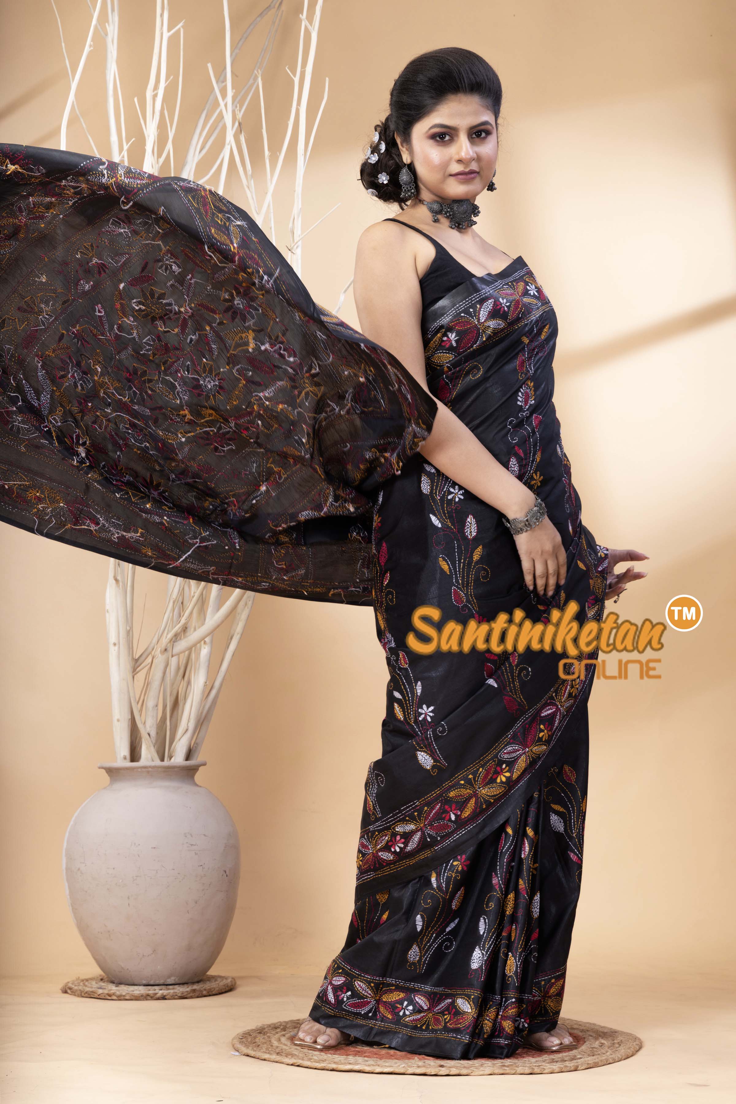 Bangalore Silk Kantha Stitch Saree SN202524645