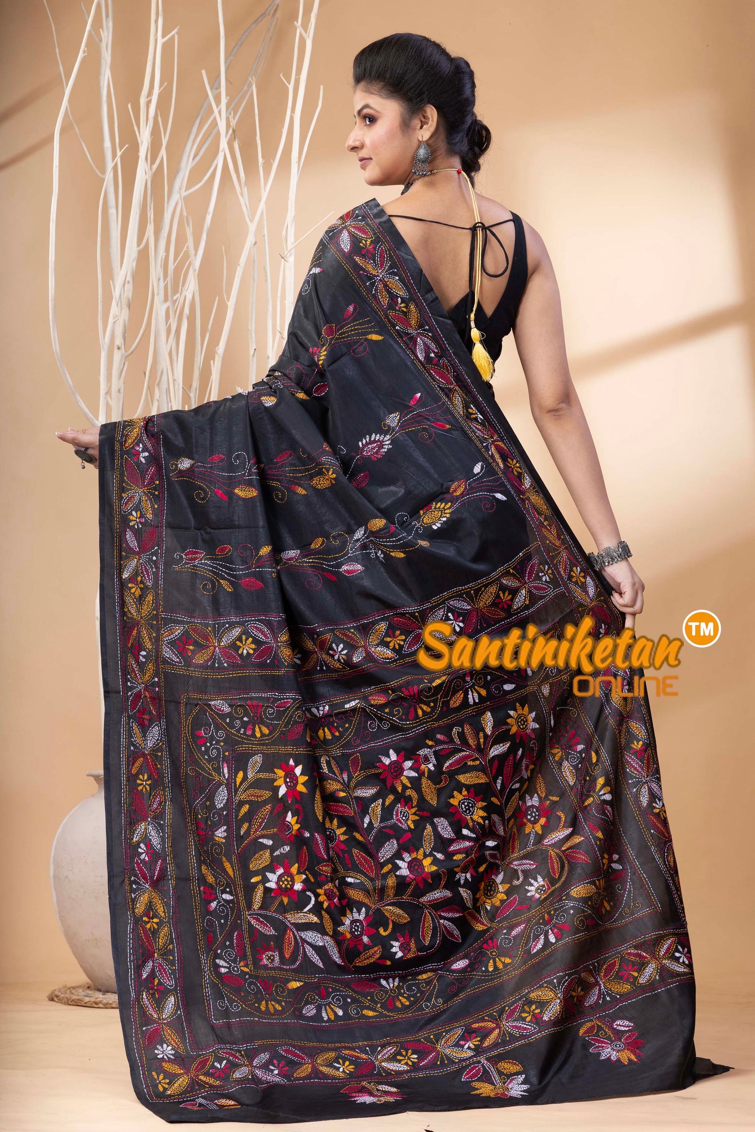 Bangalore Silk Kantha Stitch Saree SN202524645