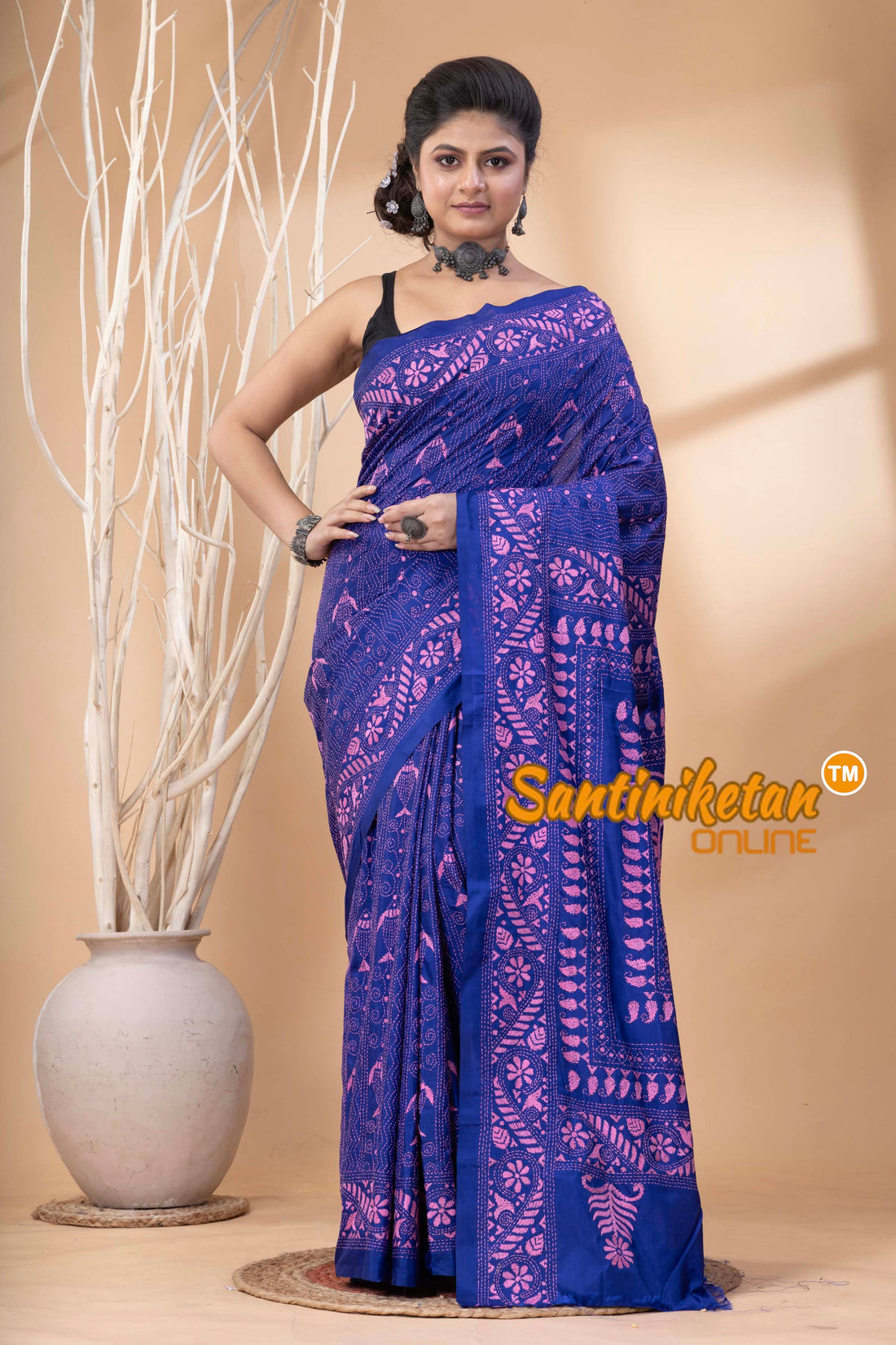 Bangalore Silk Kantha Stitch Saree SN202524710