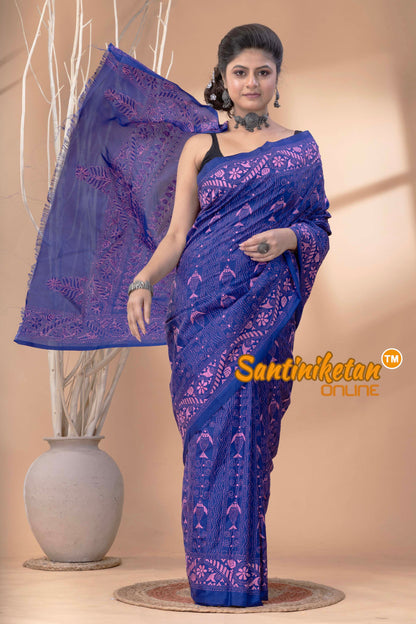 Bangalore Silk Kantha Stitch Saree SN202524710