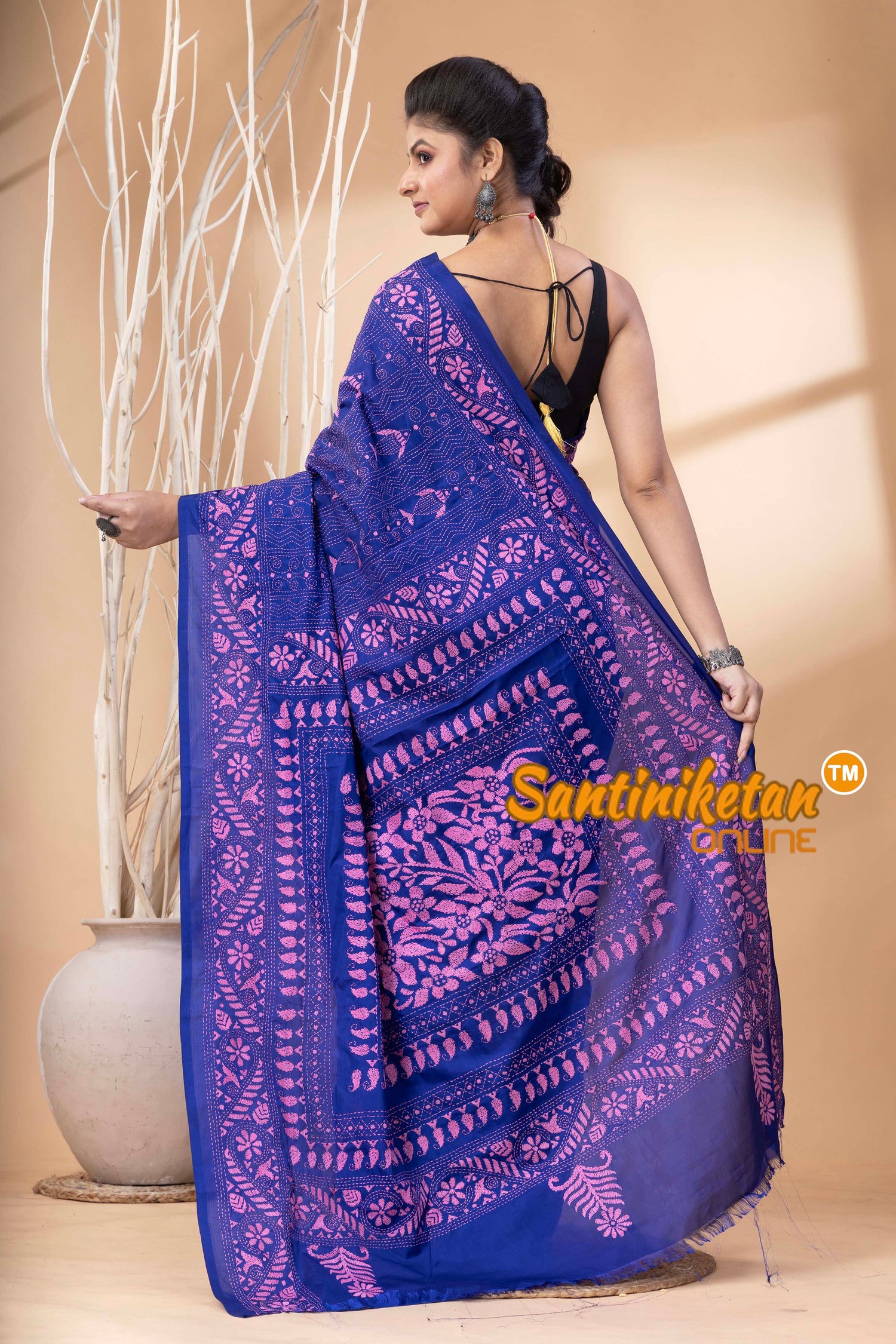 Bangalore Silk Kantha Stitch Saree SN202524710
