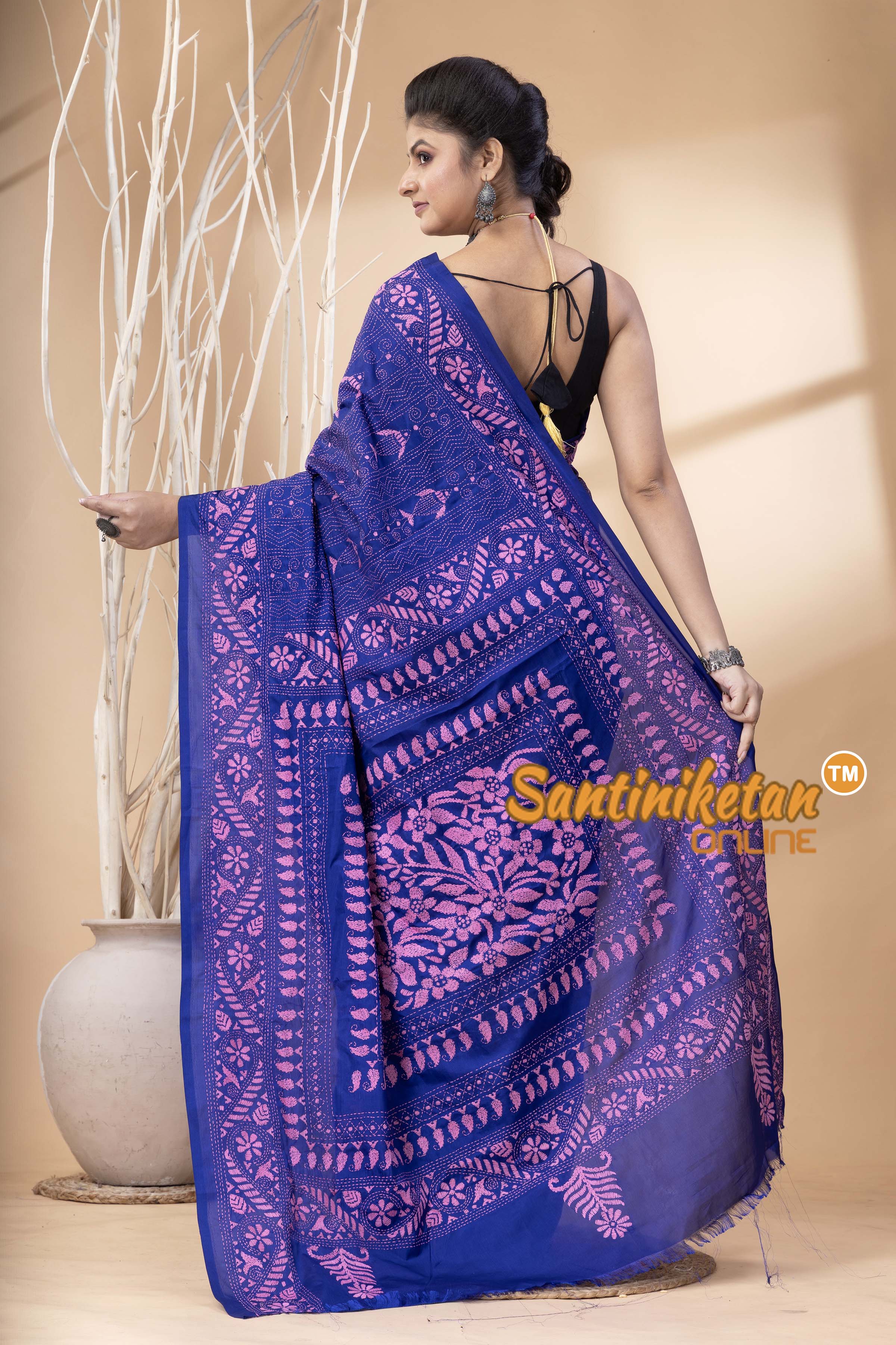 Bangalore Silk Kantha Stitch Saree SN202524710