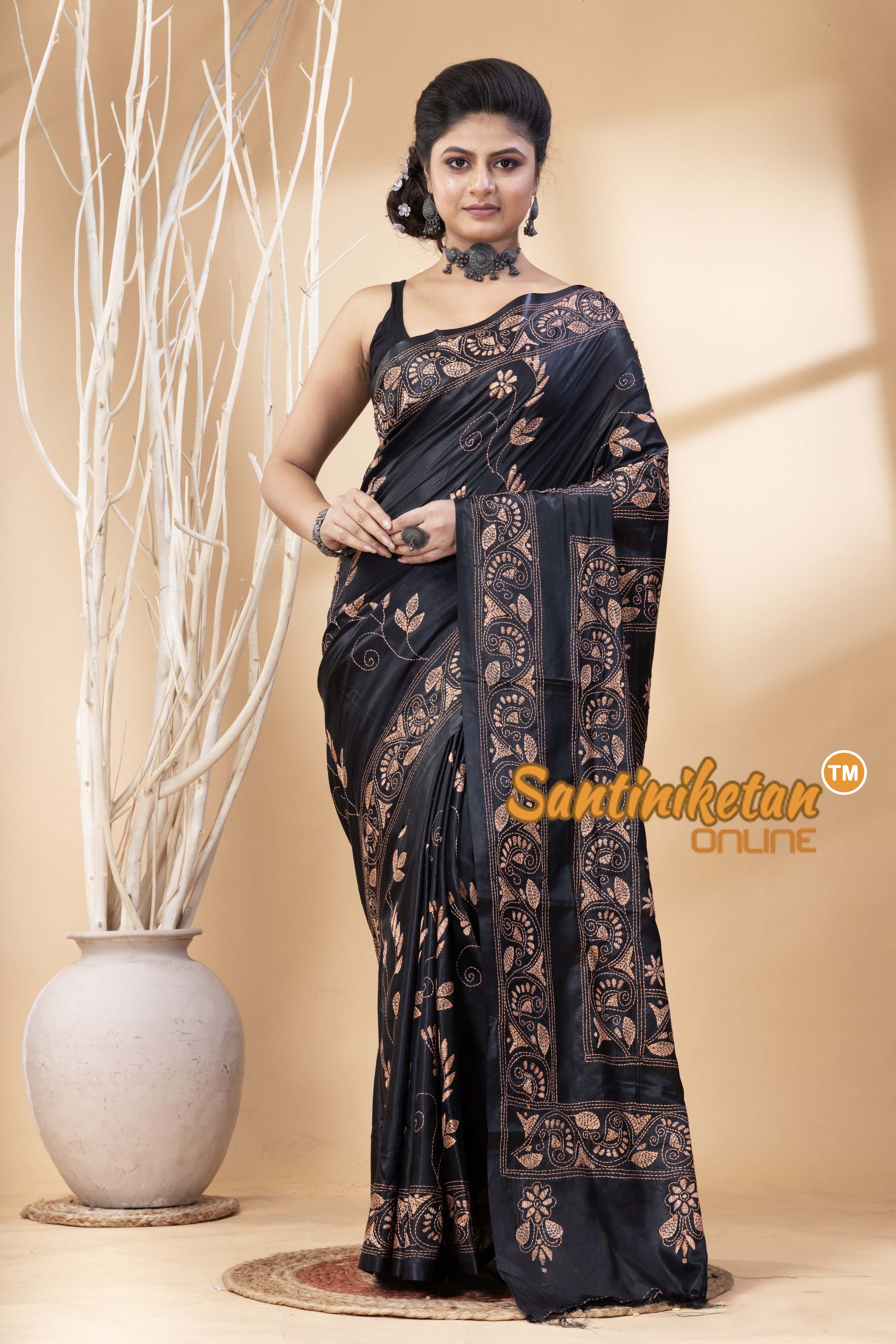 Bangalore Silk Kantha Stitch Saree SN202524716