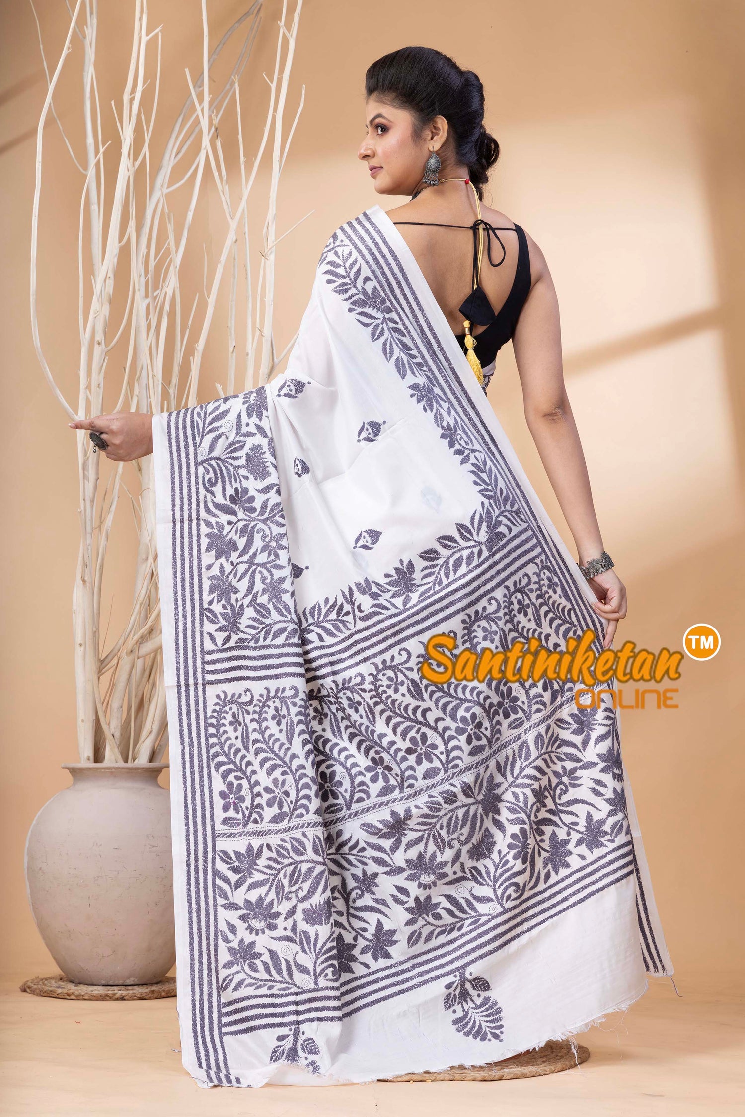 Bangalore Silk Kantha Stitch Saree SN202524722