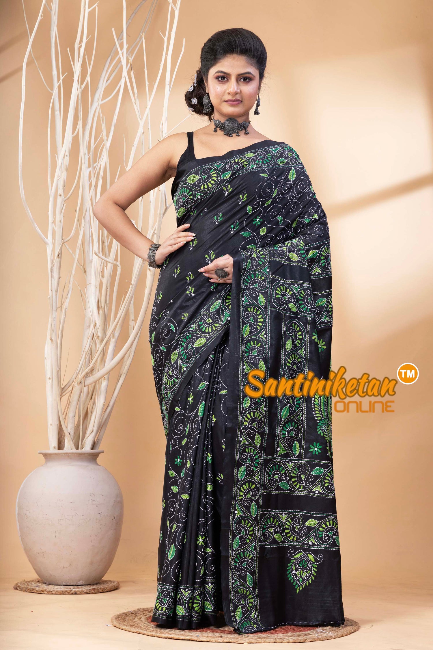 Bangalore Silk Kantha Stitch Saree SN202524728