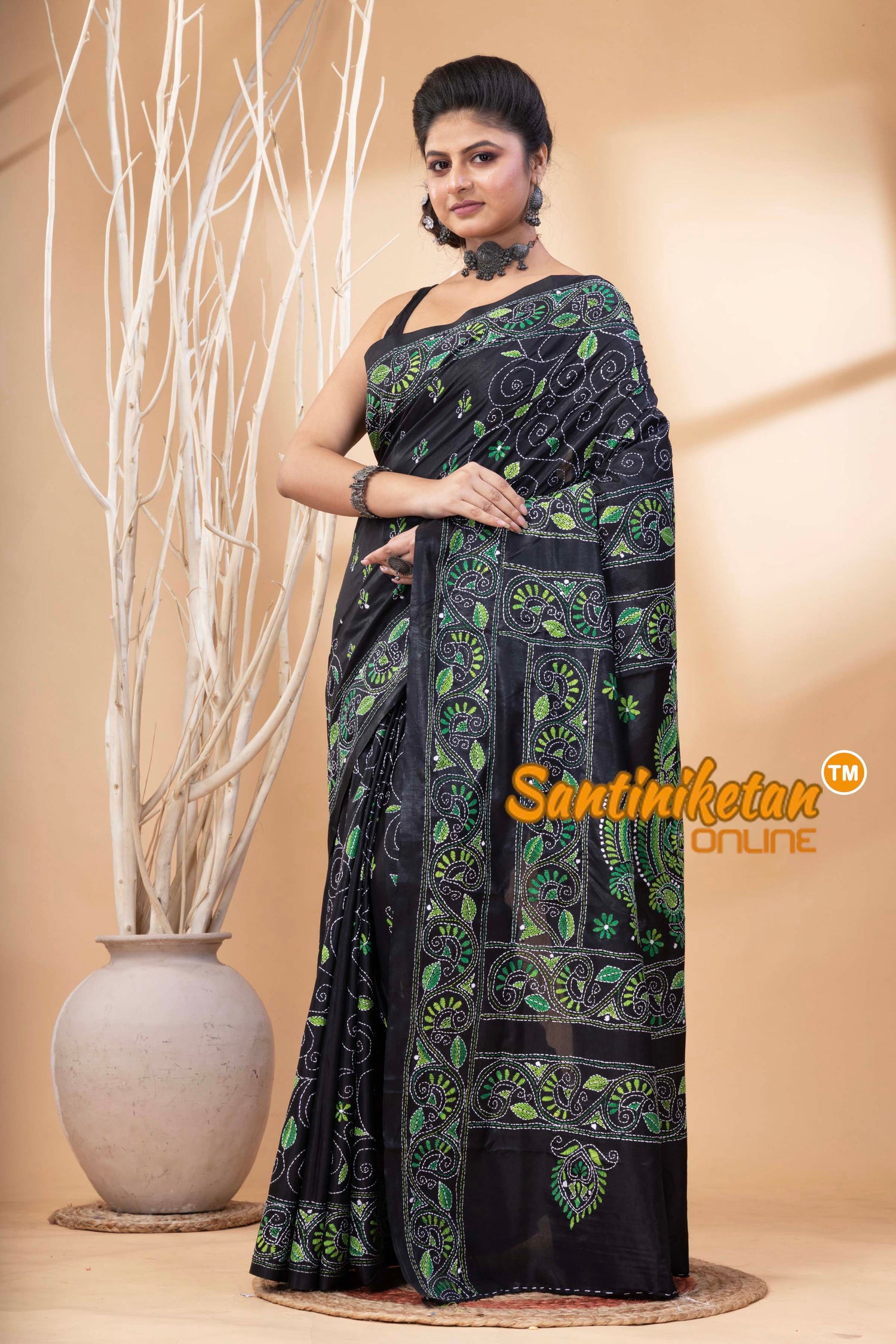 Bangalore Silk Kantha Stitch Saree SN202524728
