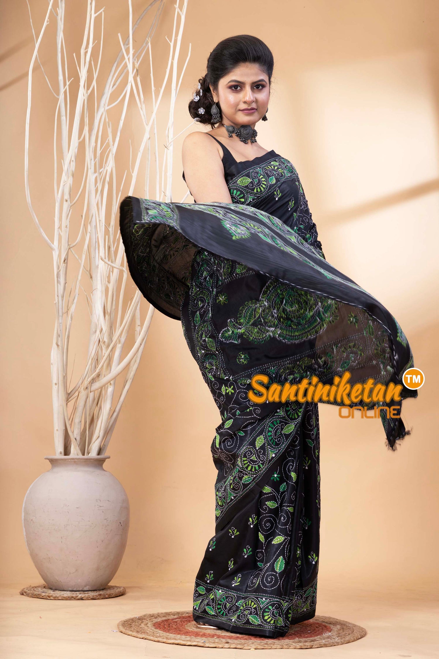 Bangalore Silk Kantha Stitch Saree SN202524728