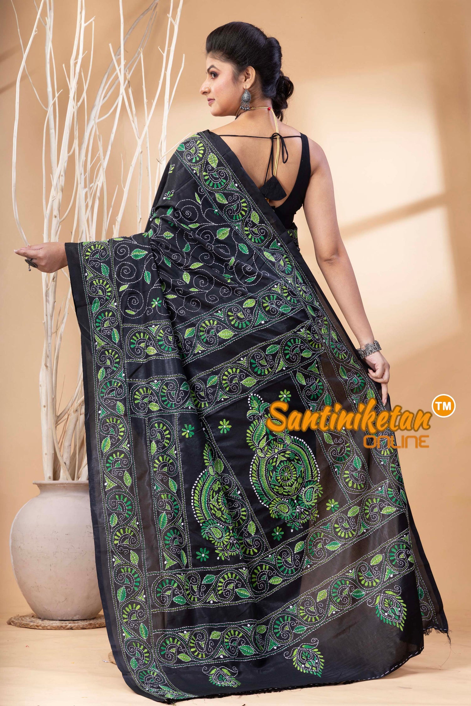 Bangalore Silk Kantha Stitch Saree SN202524728