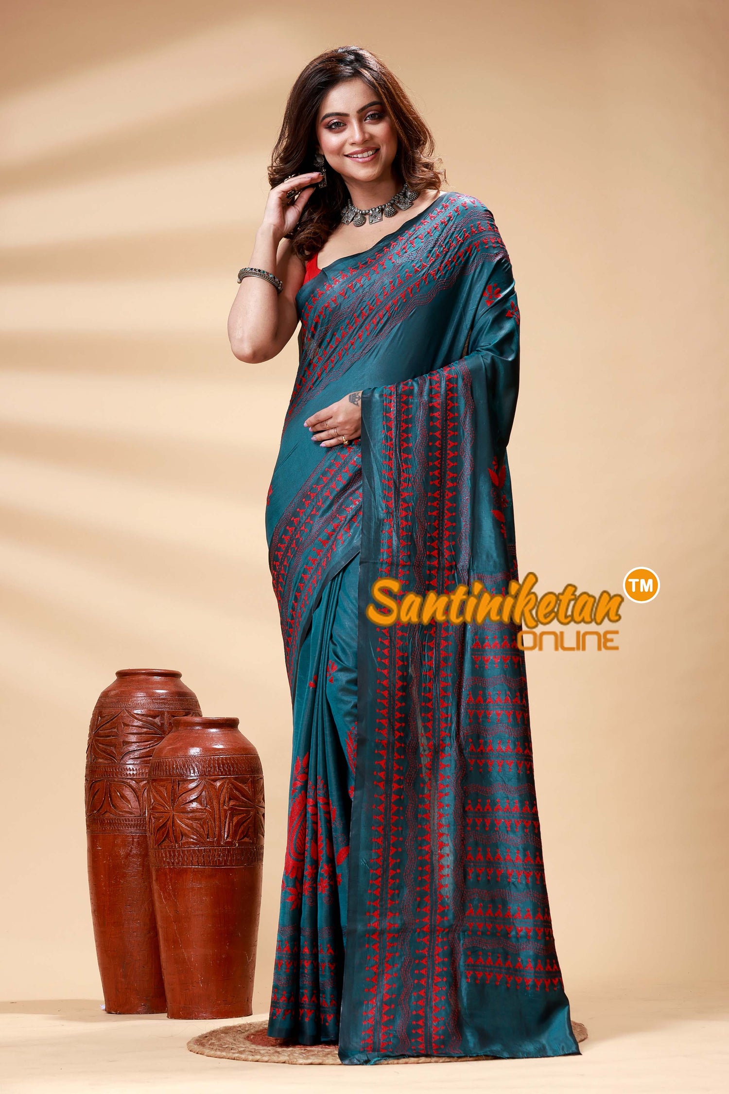 Bangalore Silk Kantha Stitch Saree SN202524746