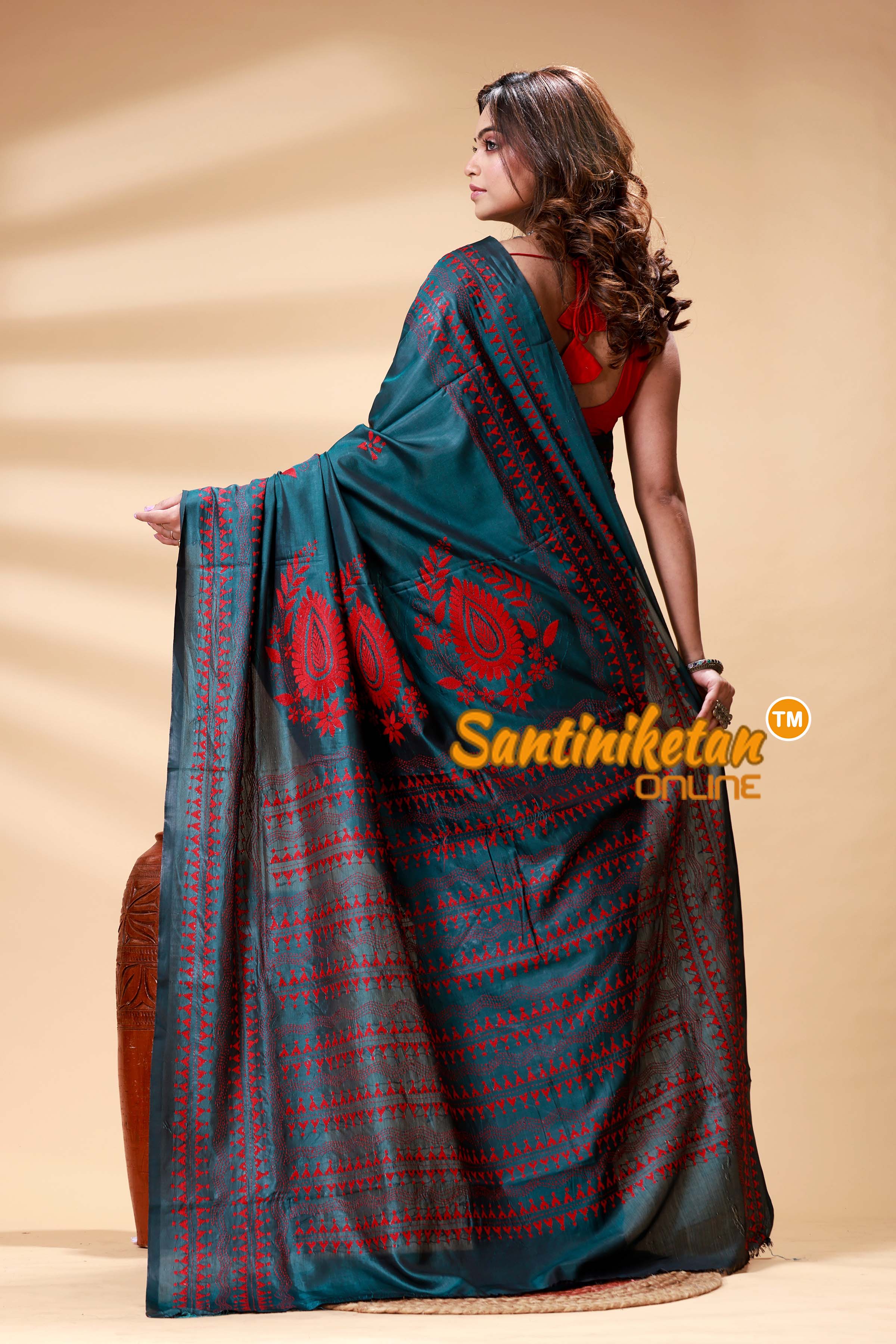 Bangalore Silk Kantha Stitch Saree SN202524746