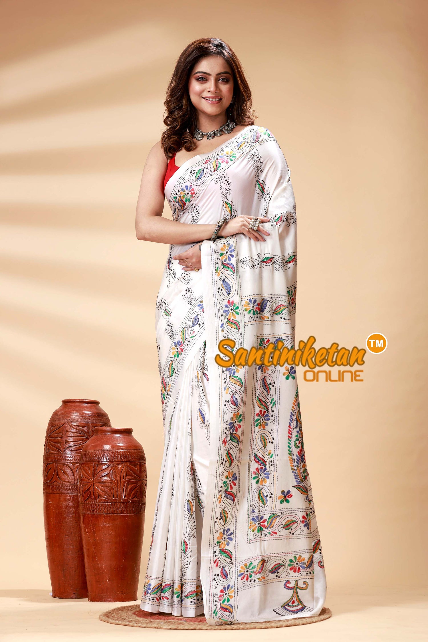 Bangalore Silk Kantha Stitch Saree SN202524760