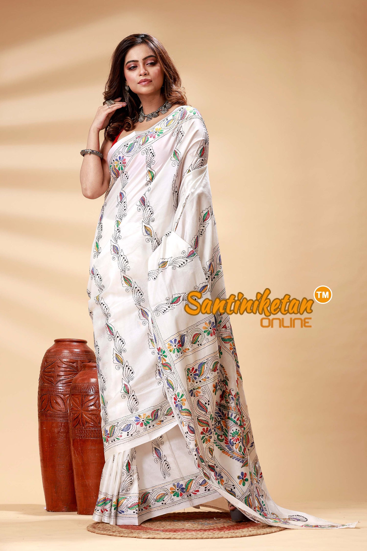 Bangalore Silk Kantha Stitch Saree SN202524760