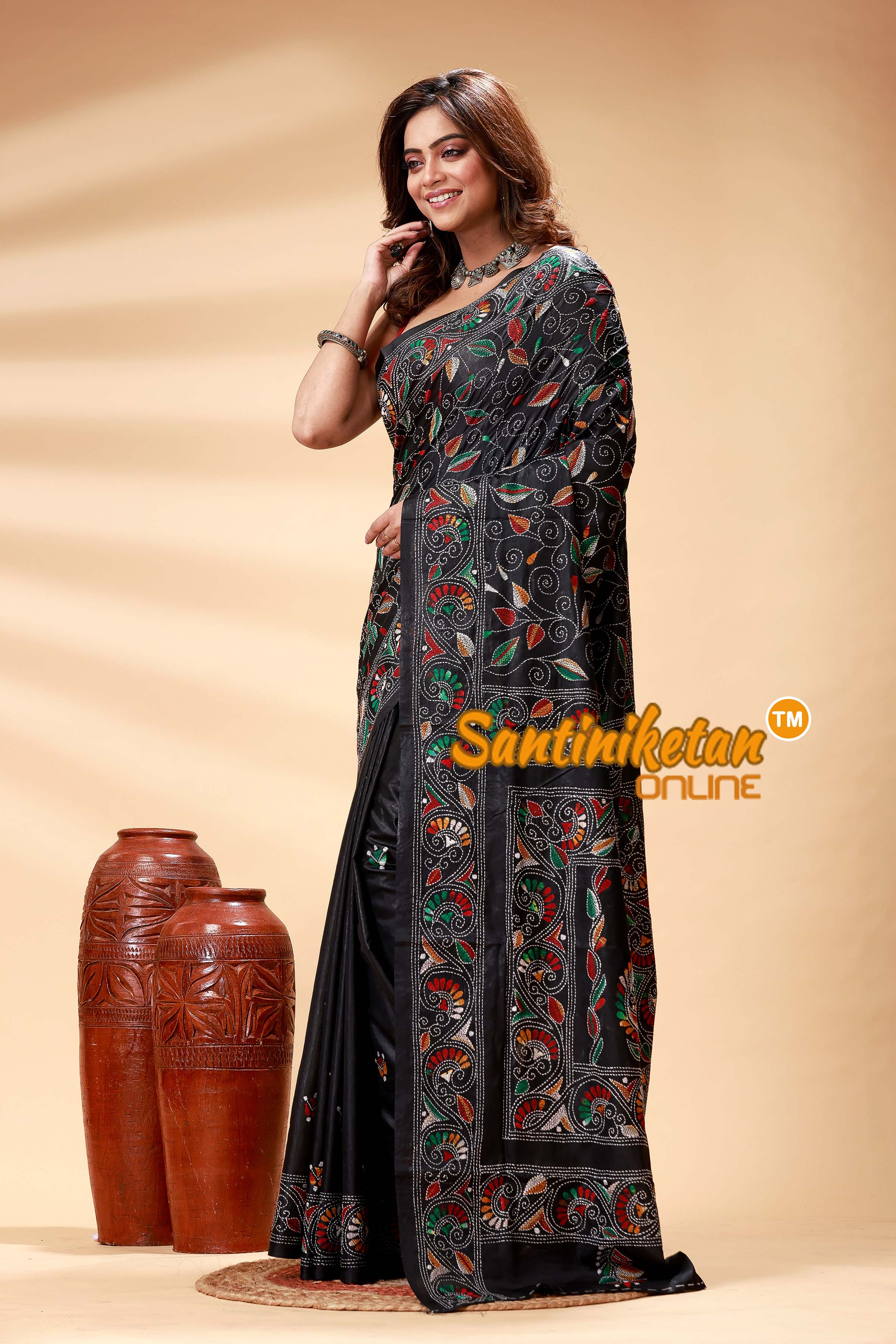 Bangalore Silk Kantha Stitch Saree SN202524772