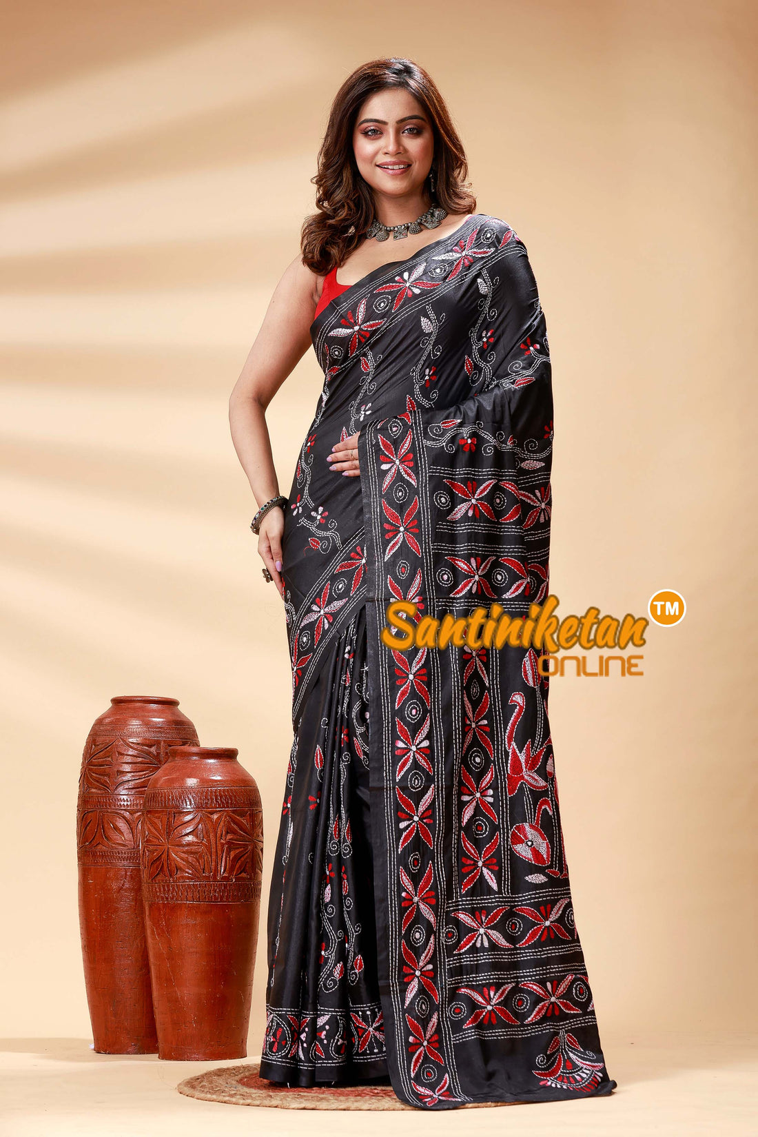 Bangalore Silk Kantha Stitch Saree SN202524784