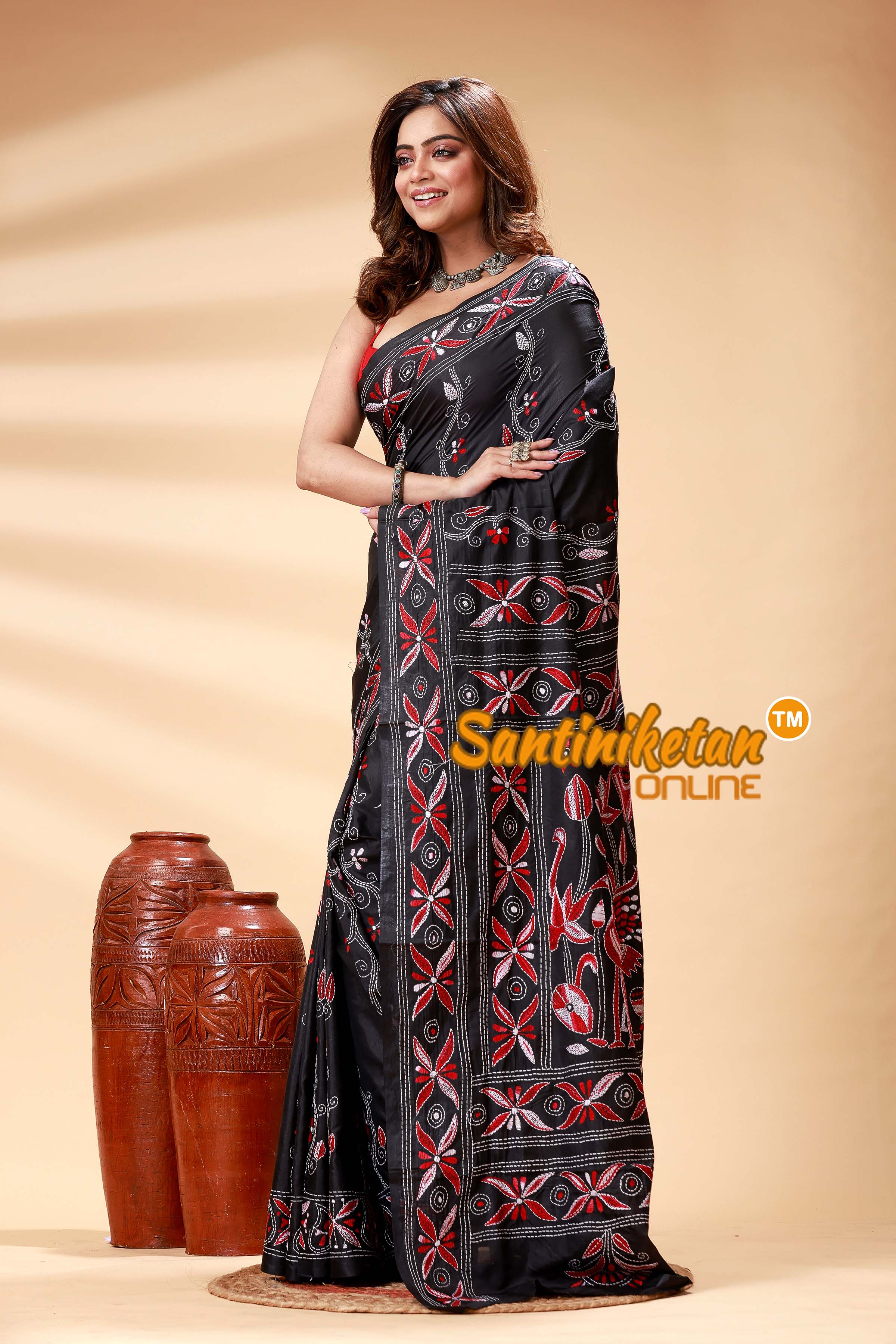 Bangalore Silk Kantha Stitch Saree SN202524784