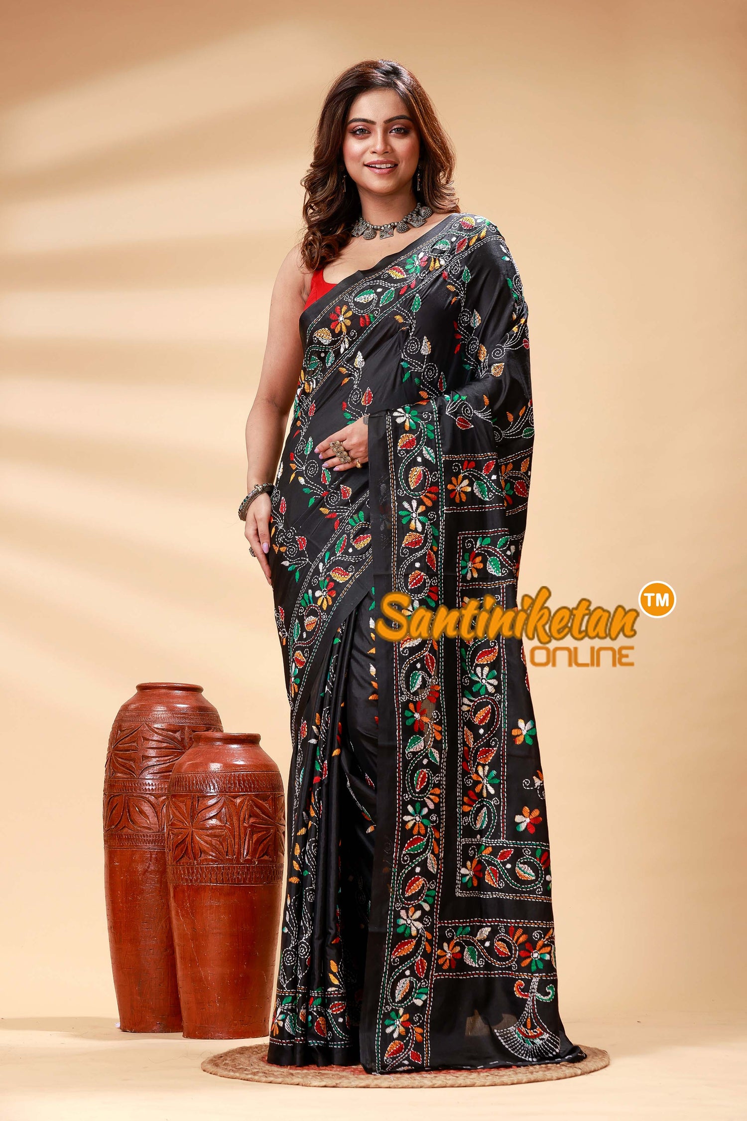 Bangalore Silk Kantha Stitch Saree SN202524802