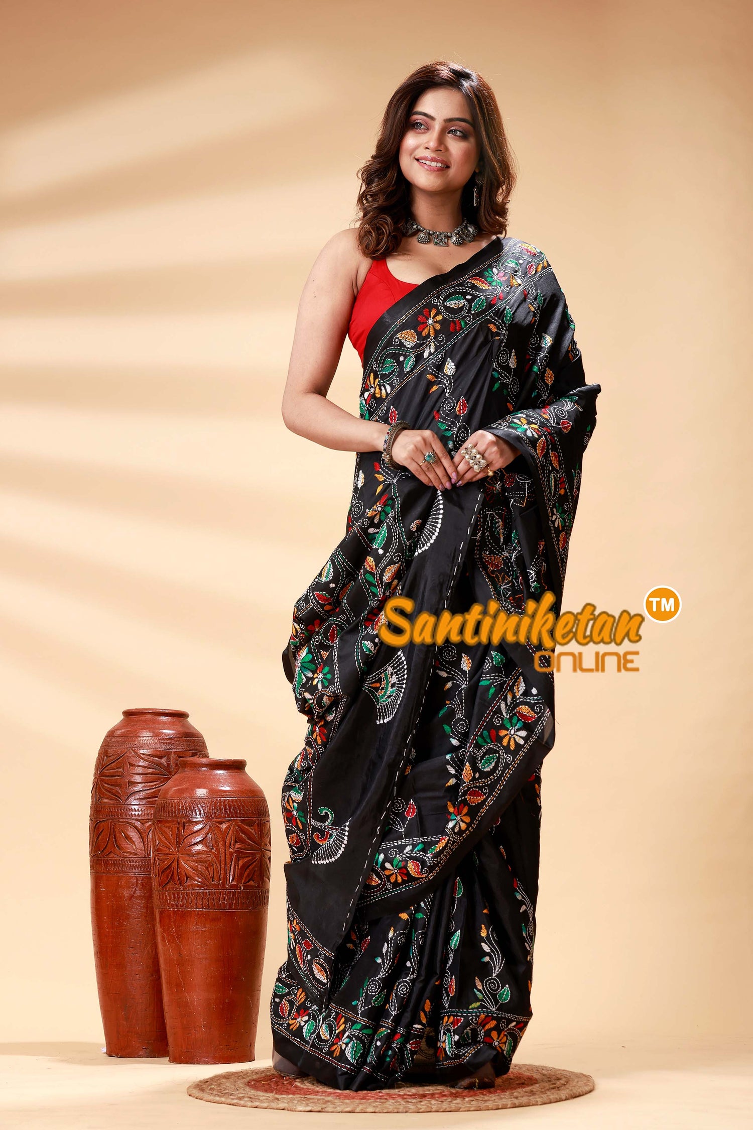 Bangalore Silk Kantha Stitch Saree SN202524802