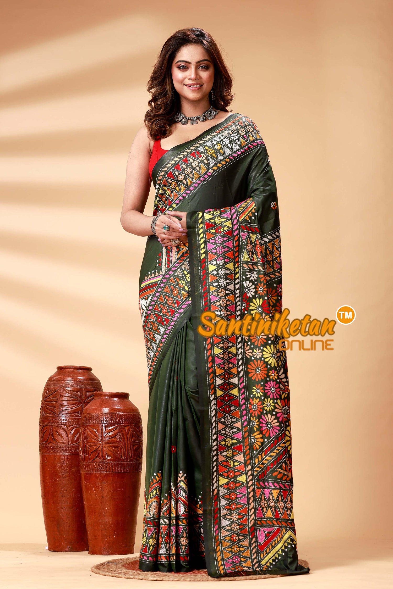Bangalore Silk Kantha Stitch Saree SN2025247831