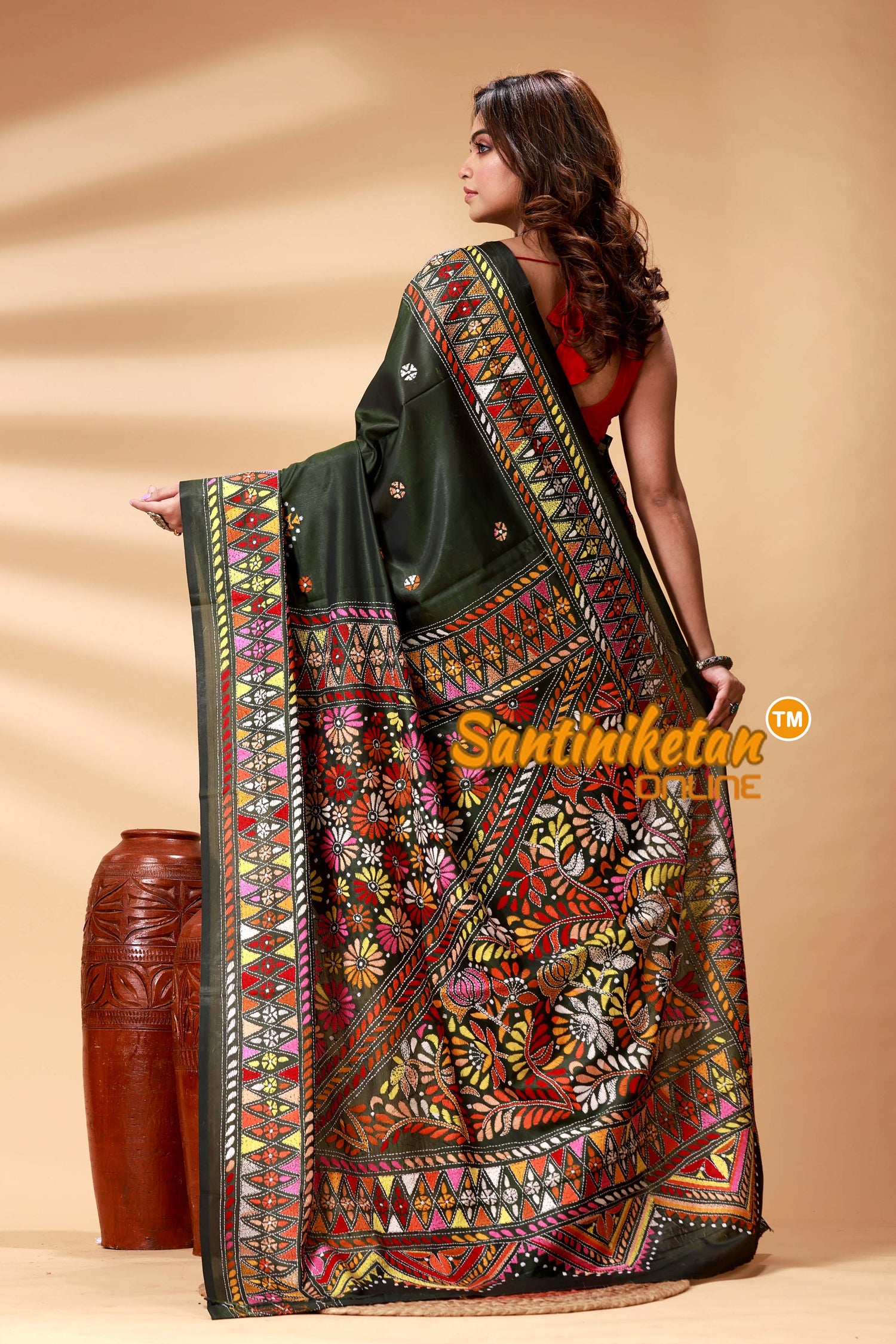 Bangalore Silk Kantha Stitch Saree SN2025247831