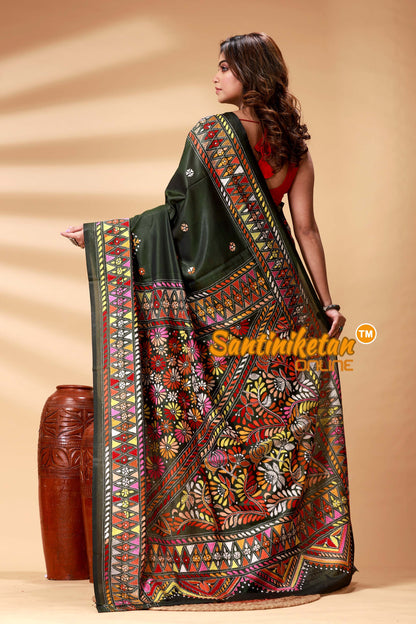 Bangalore Silk Kantha Stitch Saree SN2025247831