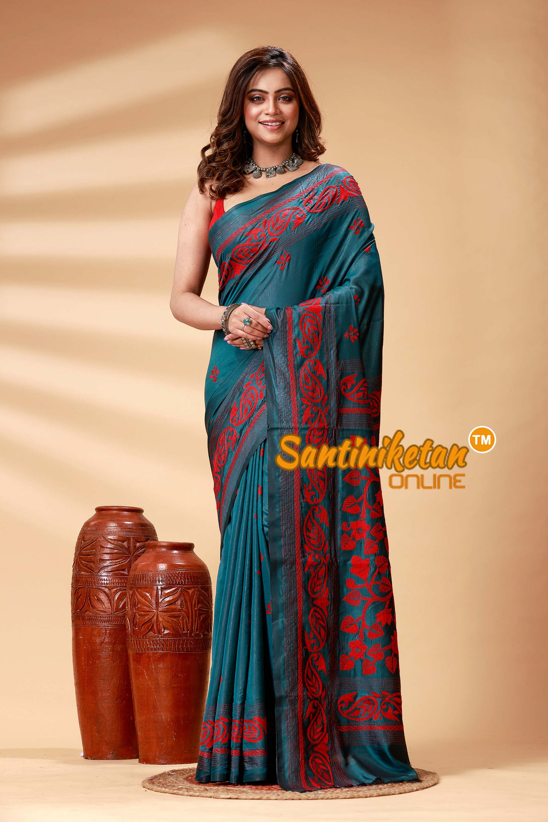 Bangalore Silk Kantha Stitch Saree SN202524855