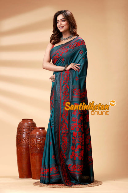 Bangalore Silk Kantha Stitch Saree SN202524855