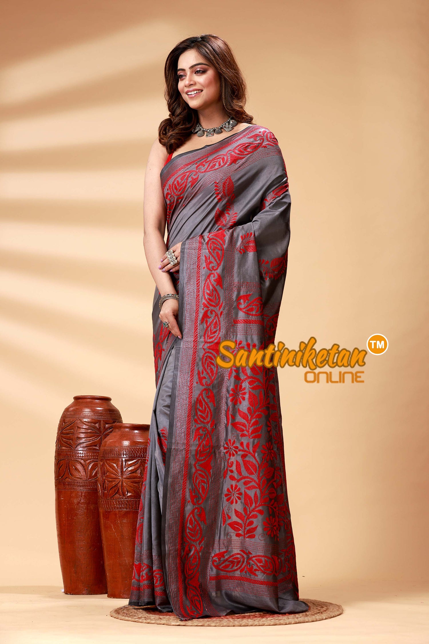 Bangalore Silk Kantha Stitch Saree SN202524861