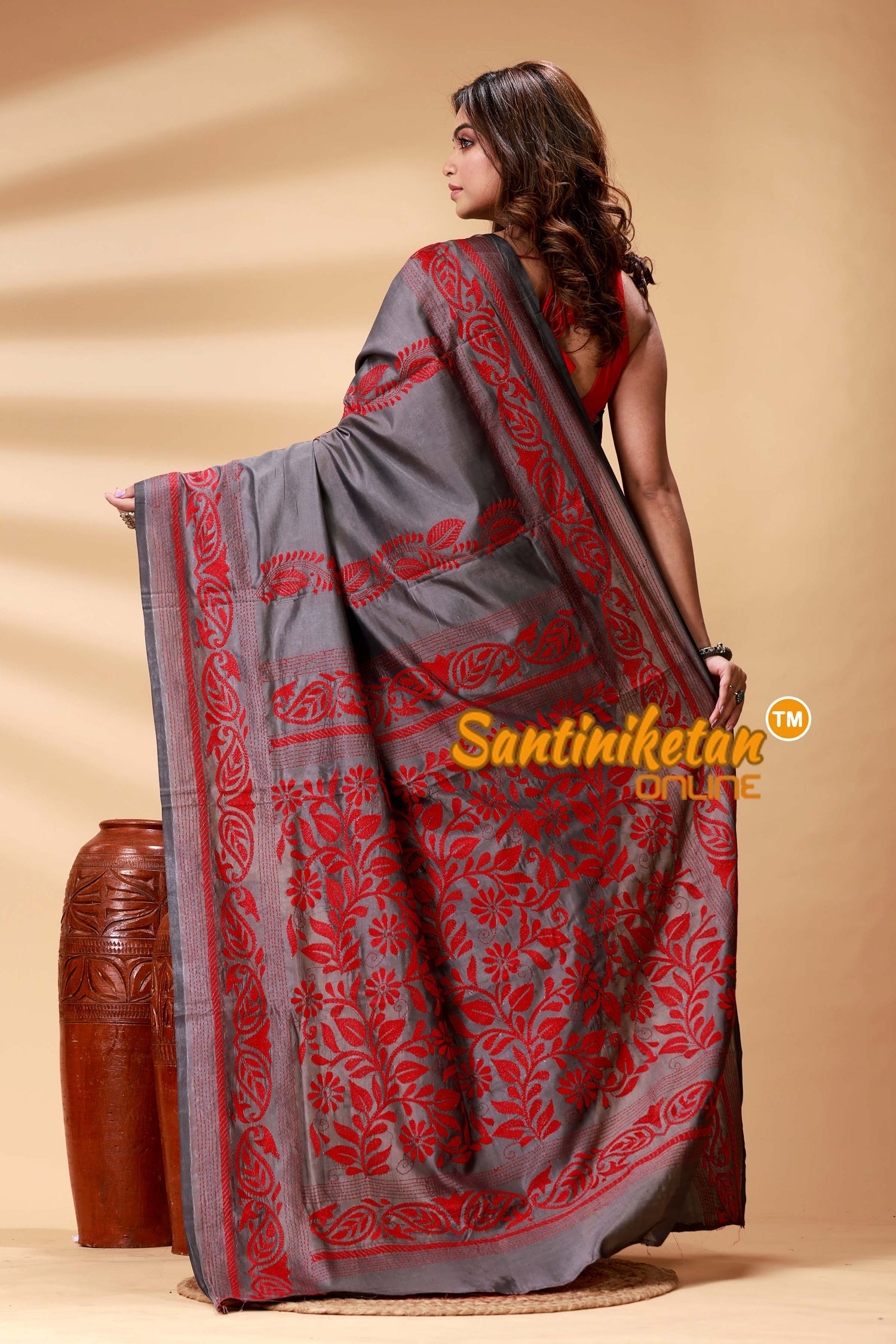 Bangalore Silk Kantha Stitch Saree SN202524861