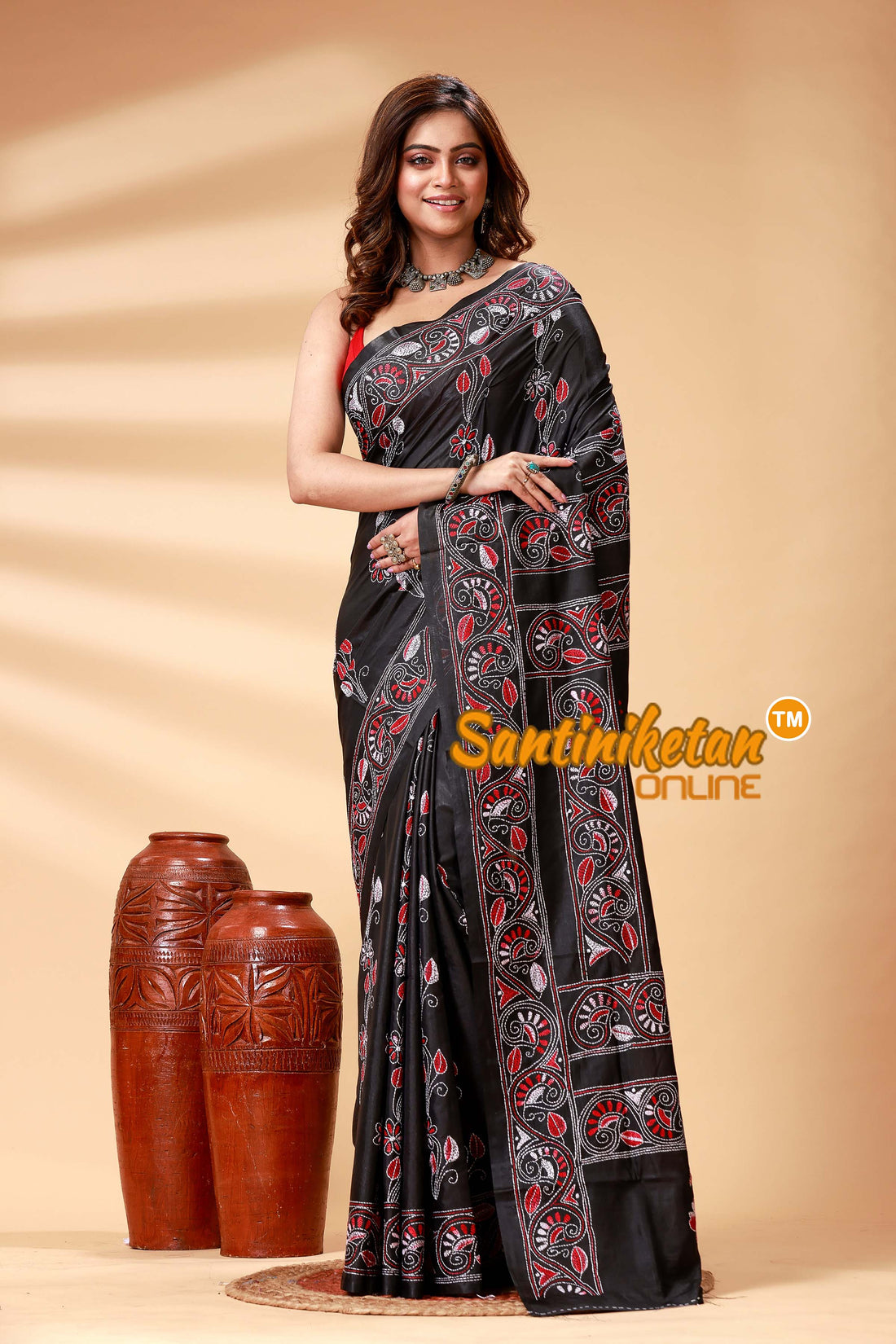 Bangalore Silk Kantha Stitch Saree SN202524867