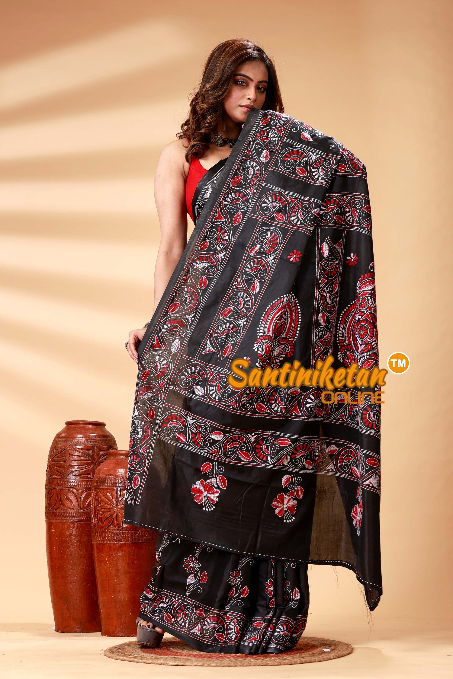 Bangalore Silk Kantha Stitch Saree SN202524867