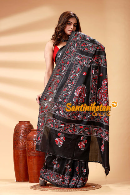 Bangalore Silk Kantha Stitch Saree SN202524867