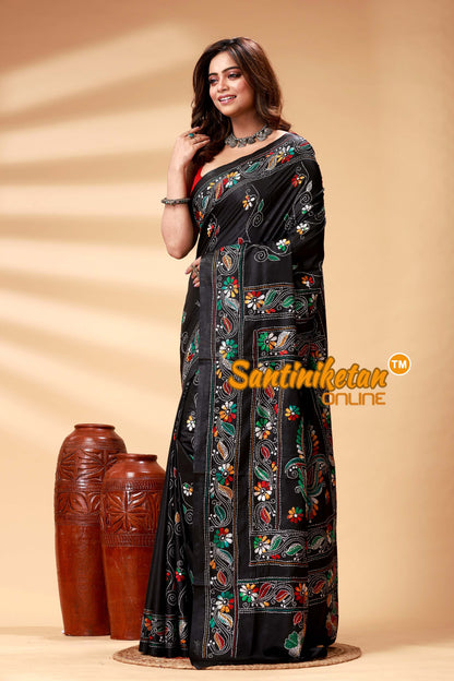Bangalore Silk Kantha Stitch Saree SN202524873