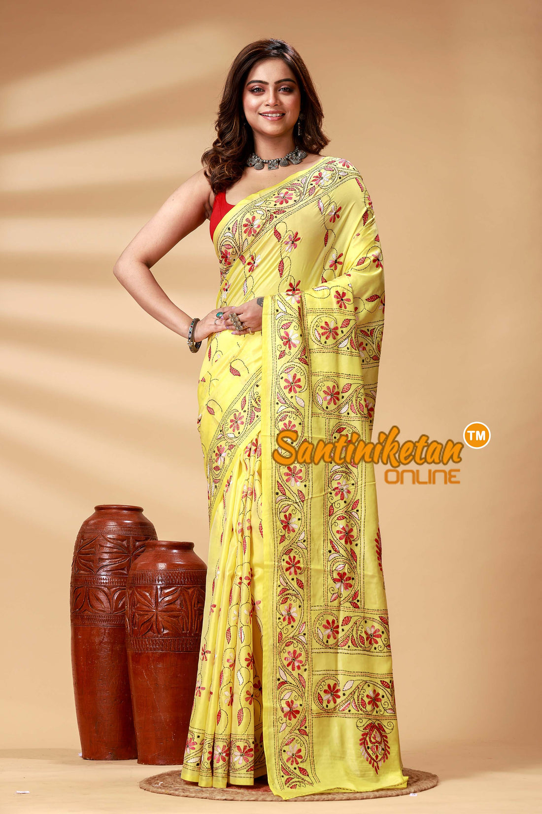 Bangalore Silk Kantha Stitch Saree SN202524919