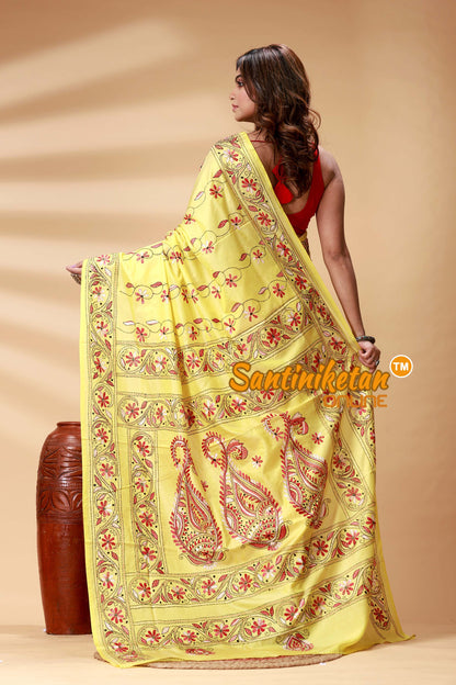 Bangalore Silk Kantha Stitch Saree SN202524919
