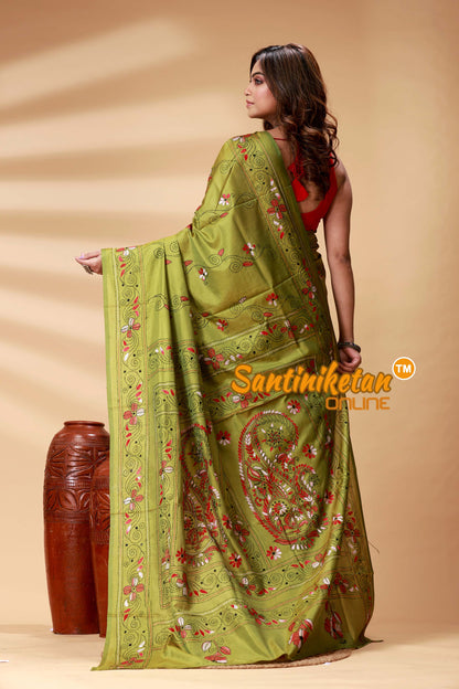 Bangalore Silk Kantha Stitch Saree SN202524925