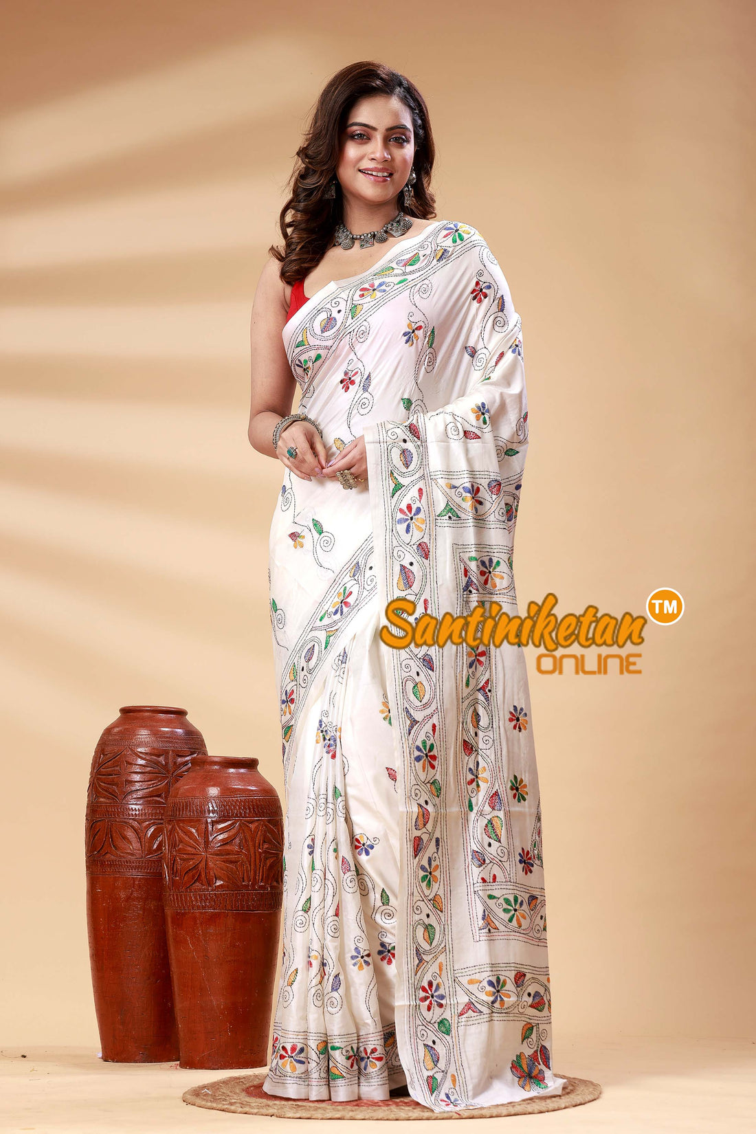 Bangalore Silk Kantha Stitch Saree SN202524955