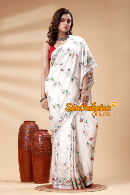 Bangalore Silk Kantha Stitch Saree SN202524955